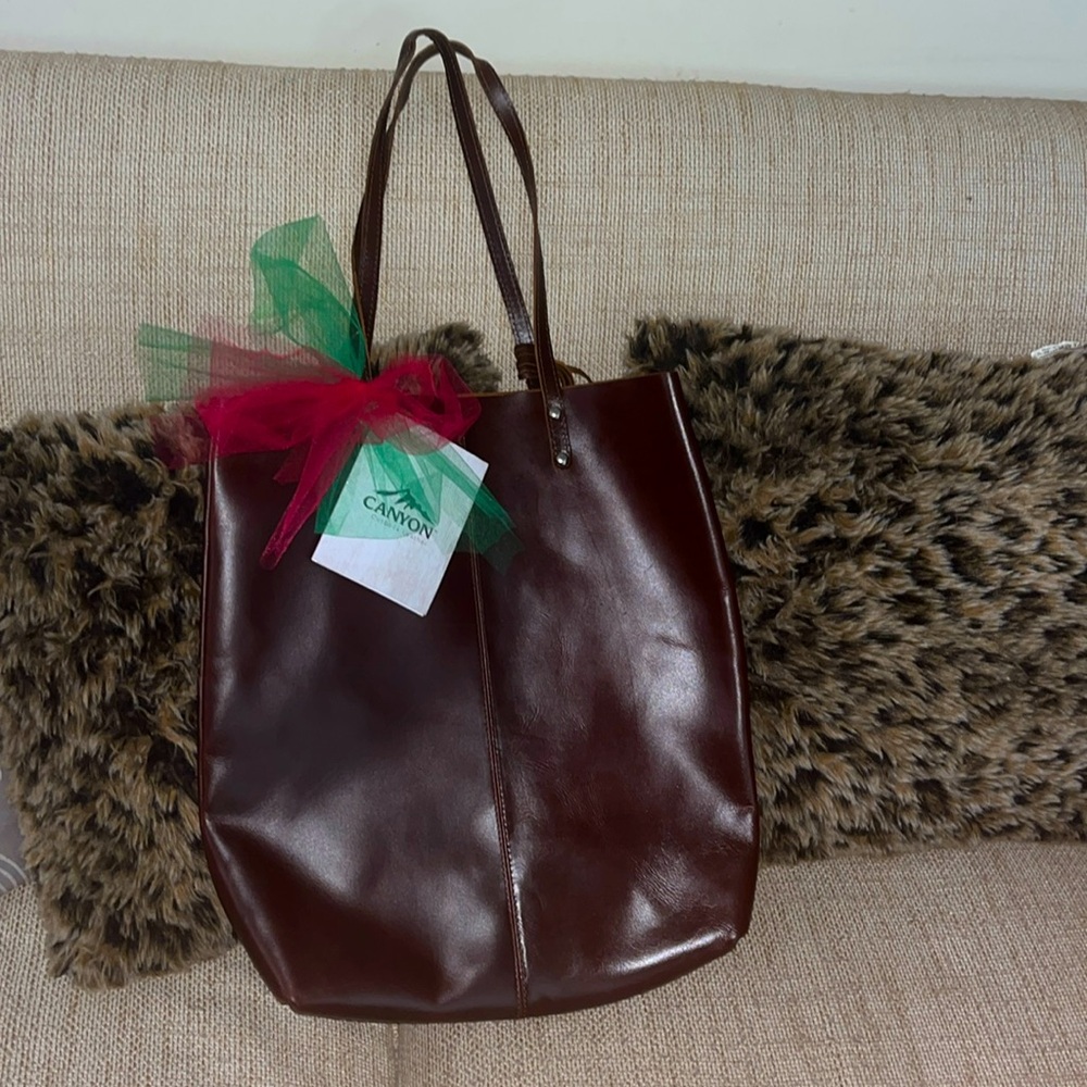 Canyon Outback Mee Cognac Brown Leather Tote Bag NWT